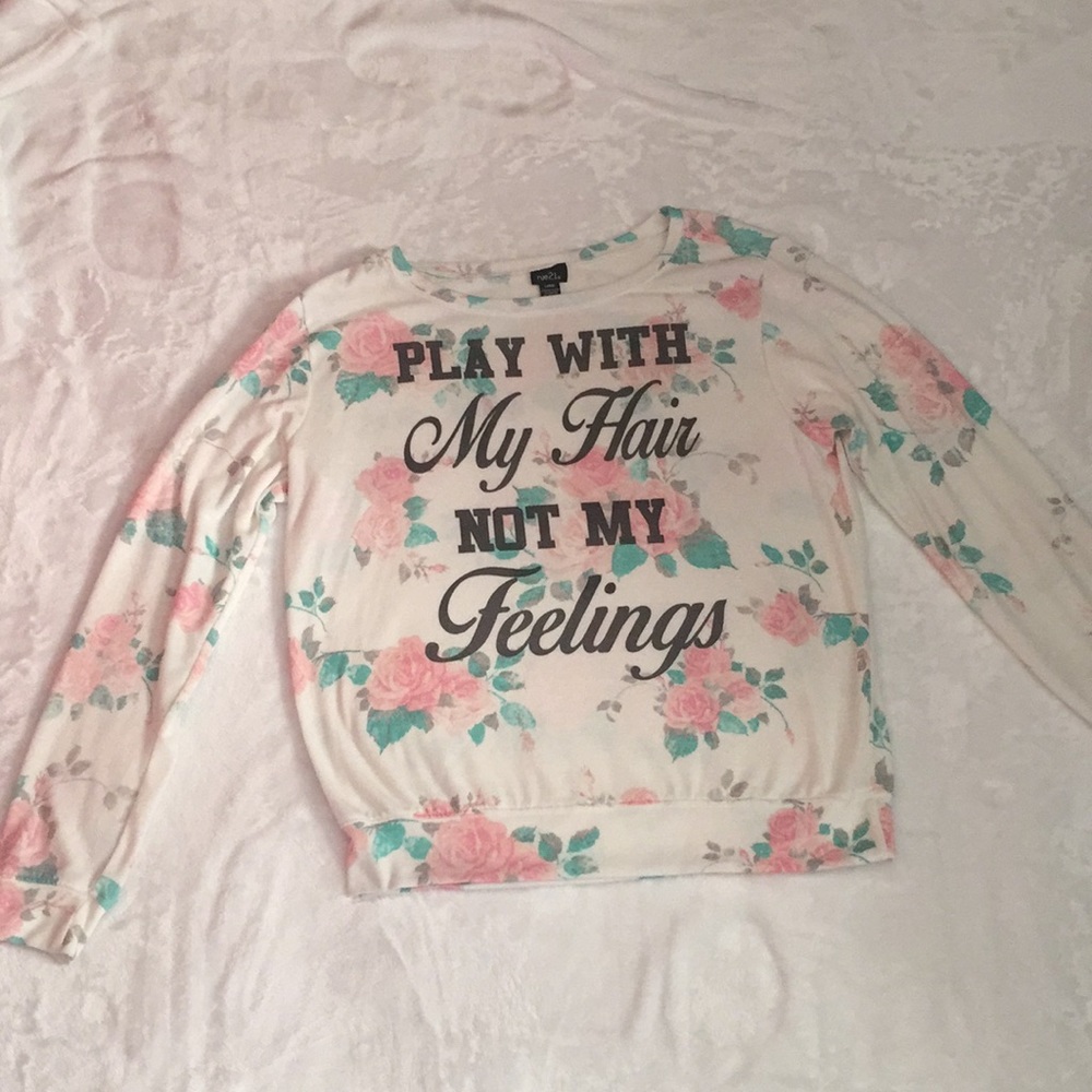 floral “play with my hair” crewneck